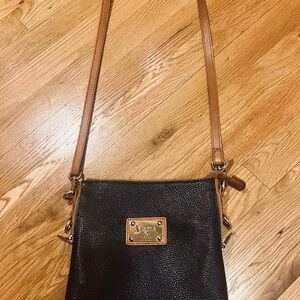 Valentina/ Italian leather strap /Black and Tan Crossbody Bag